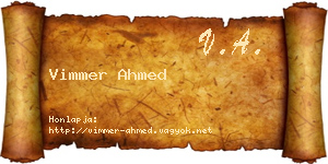 Vimmer Ahmed névjegykártya